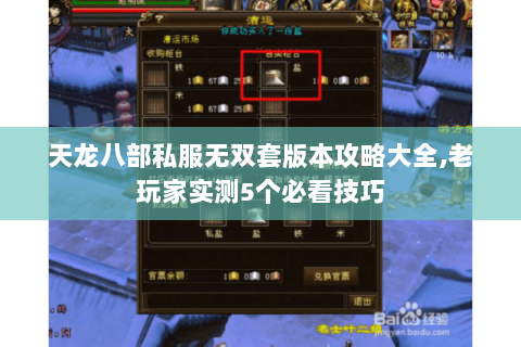 天龙八部私服无双套版本攻略大全,老玩家实测5个必看技巧