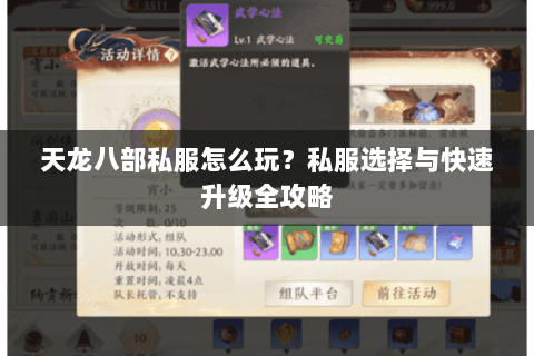 天龙八部私服怎么玩？私服选择与快速升级全攻略