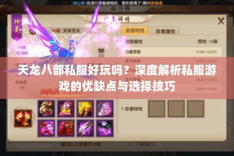 天龙八部私服好玩吗？深度解析私服游戏的优缺点与选择技巧