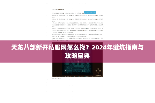 天龙八部新开私服网怎么找？2024年避坑指南与攻略宝典