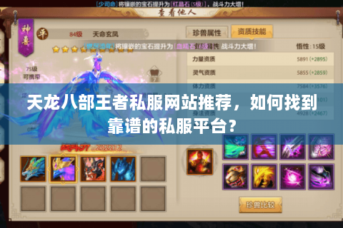 天龙八部王者私服网站推荐，如何找到靠谱的私服平台？