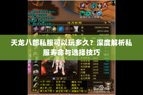 天龙八部私服可以玩多久？深度解析私服寿命与选择技巧