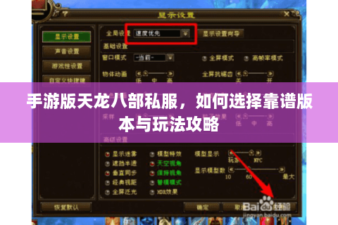 手游版天龙八部私服，如何选择靠谱版本与玩法攻略