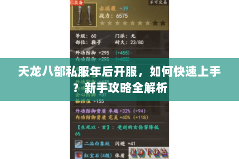 天龙八部私服年后开服，如何快速上手？新手攻略全解析