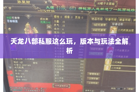 天龙八部私服这么玩，版本与玩法全解析