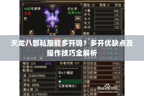 天龙八部私服能多开吗？多开优缺点及操作技巧全解析
