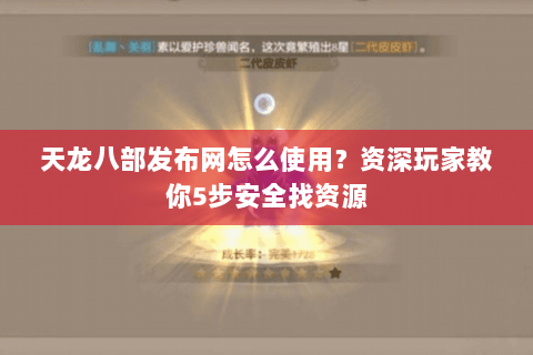 天龙八部发布网怎么使用？资深玩家教你5步安全找资源