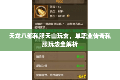 天龙八部私服天山玩玄，单职业传奇私服玩法全解析