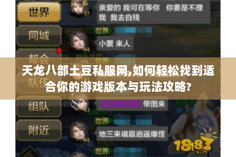天龙八部土豆私服网,如何轻松找到适合你的游戏版本与玩法攻略?