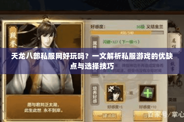 天龙八部私服网好玩吗？一文解析私服游戏的优缺点与选择技巧