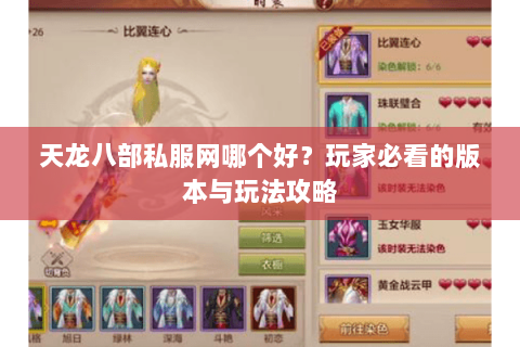 天龙八部私服网哪个好？玩家必看的版本与玩法攻略