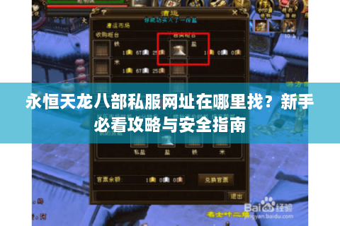 永恒天龙八部私服网址在哪里找？新手必看攻略与安全指南