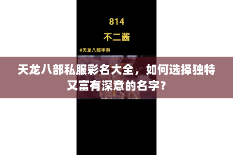 天龙八部私服彩名大全，如何选择独特又富有深意的名字？