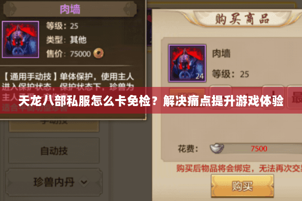 天龙八部私服怎么卡免检？解决痛点提升游戏体验