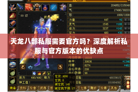 天龙八部私服需要官方吗？深度解析私服与官方版本的优缺点