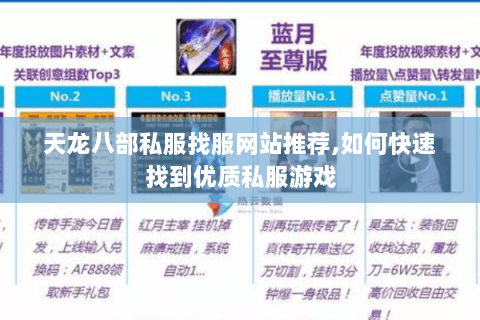 天龙八部私服找服网站推荐,如何快速找到优质私服游戏