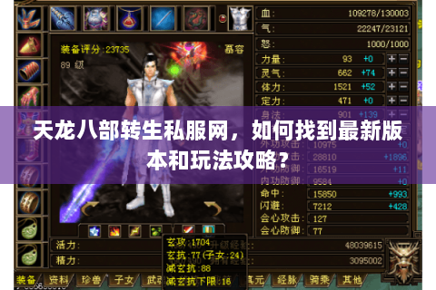 天龙八部转生私服网，如何找到最新版本和玩法攻略？
