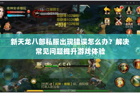 新天龙八部私服出现错误怎么办？解决常见问题提升游戏体验