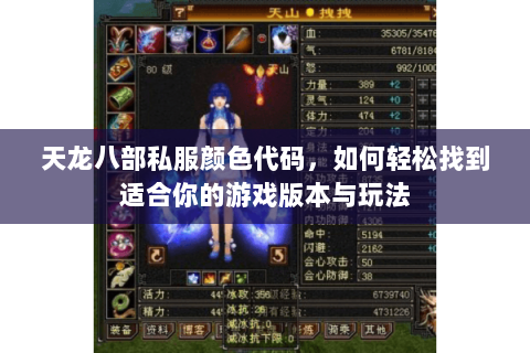 天龙八部私服颜色代码，如何轻松找到适合你的游戏版本与玩法