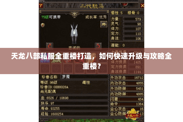 天龙八部私服全重楼打造，如何快速升级与攻略全重楼？