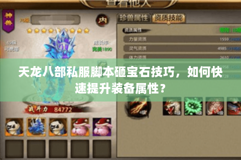 天龙八部私服脚本砸宝石技巧，如何快速提升装备属性？