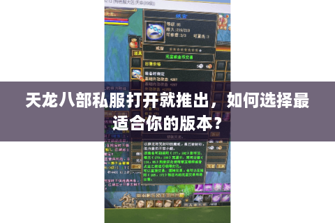 天龙八部私服打开就推出，如何选择最适合你的版本？