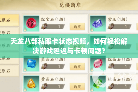 天龙八部私服卡状态视频，如何轻松解决游戏延迟与卡顿问题？