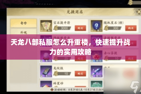 天龙八部私服怎么升重楼，快速提升战力的实用攻略