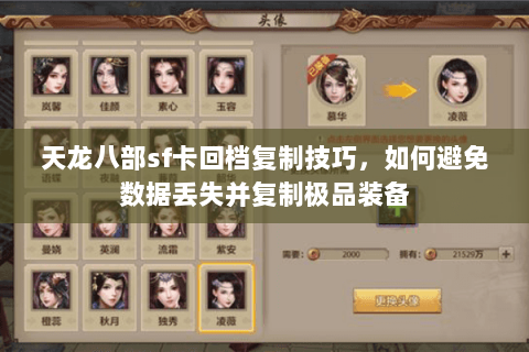 天龙八部sf卡回档复制技巧，如何避免数据丢失并复制极品装备