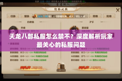 天龙八部私服怎么禁不？深度解析玩家最关心的私服问题