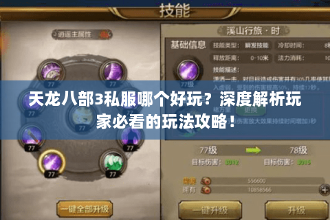 天龙八部3私服哪个好玩？深度解析玩家必看的玩法攻略！