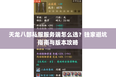 天龙八部私服服务端怎么选？独家避坑指南与版本攻略