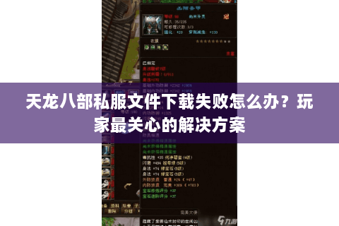 天龙八部私服文件下载失败怎么办？玩家最关心的解决方案