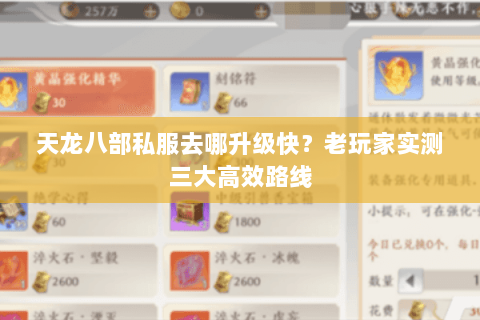 天龙八部私服去哪升级快？老玩家实测三大高效路线