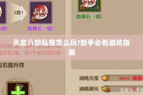 天龙八部私服怎么玩？新手必看避坑指南