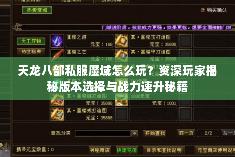 天龙八部私服魔域怎么玩？资深玩家揭秘版本选择与战力速升秘籍