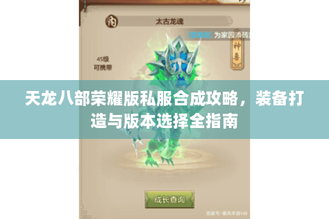 天龙八部荣耀版私服合成攻略，装备打造与版本选择全指南