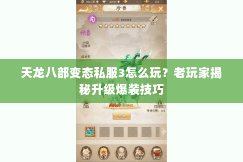 天龙八部变态私服3怎么玩？老玩家揭秘升级爆装技巧