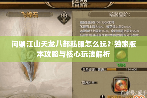 问鼎江山天龙八部私服怎么玩？独家版本攻略与核心玩法解析