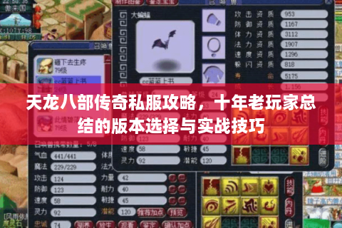 天龙八部传奇私服攻略，十年老玩家总结的版本选择与实战技巧