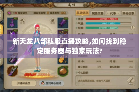 新天龙八部私服直播攻略,如何找到稳定服务器与独家玩法?