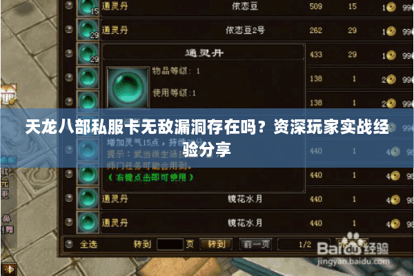 天龙八部私服卡无敌漏洞存在吗？资深玩家实战经验分享
