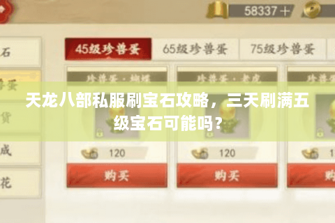天龙八部私服刷宝石攻略，三天刷满五级宝石可能吗？