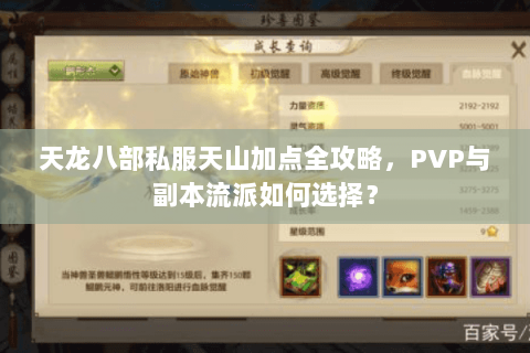 天龙八部私服天山加点全攻略，PVP与副本流派如何选择？