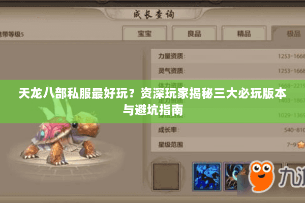 天龙八部私服最好玩？资深玩家揭秘三大必玩版本与避坑指南