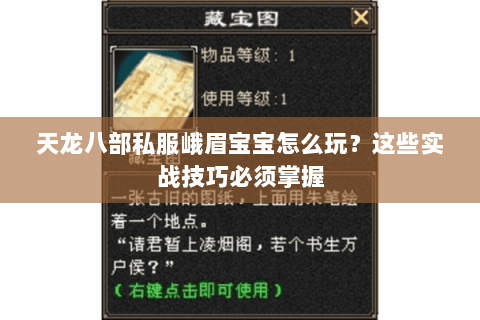 天龙八部私服峨眉宝宝怎么玩？这些实战技巧必须掌握