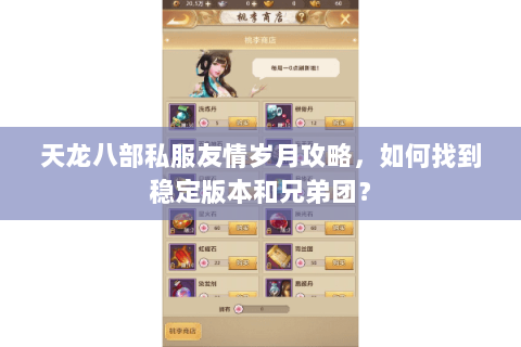 天龙八部私服友情岁月攻略，如何找到稳定版本和兄弟团？
