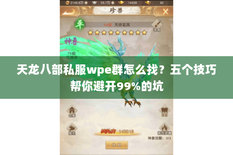 天龙八部私服wpe群怎么找？五个技巧帮你避开99%的坑
