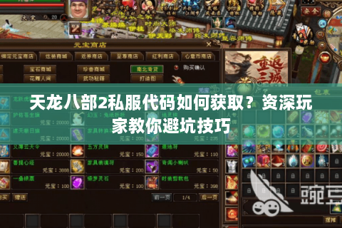 天龙八部2私服代码如何获取？资深玩家教你避坑技巧