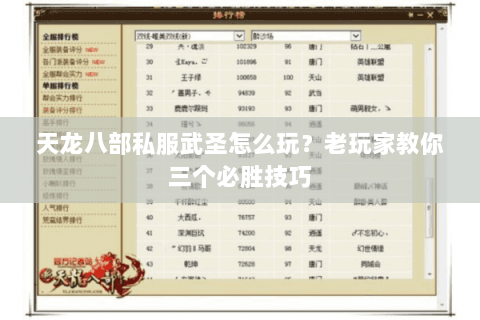 天龙八部私服武圣怎么玩？老玩家教你三个必胜技巧